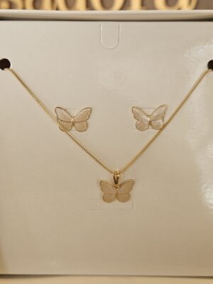 Conjunto borboleta perolado